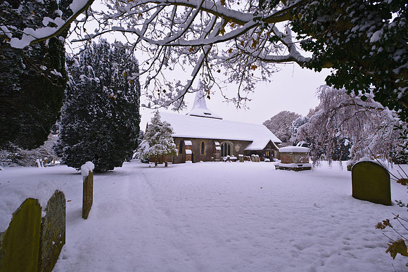 West Grinstead Church in Snow