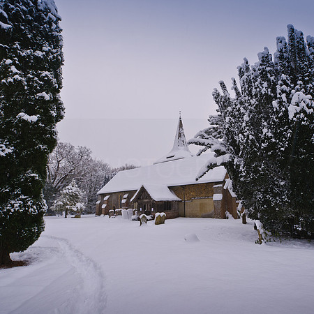 West Grinstead Church in Snow