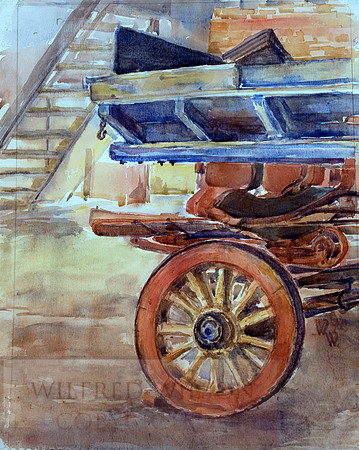 #48c Red Wheeled French Cart : DORDOGNE