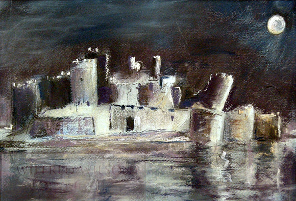 Caerphilly Castle by moonlight