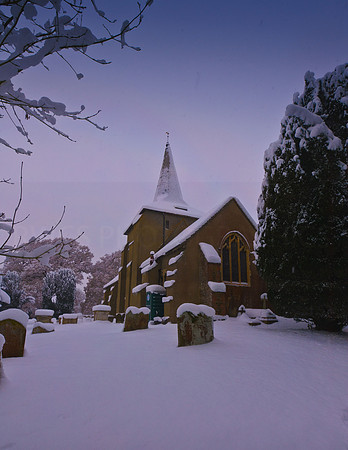 West Grinstead Church in Snow