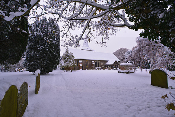 West Grinstead Church in Snow