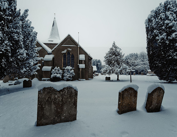 West Grinstead Church in Snow